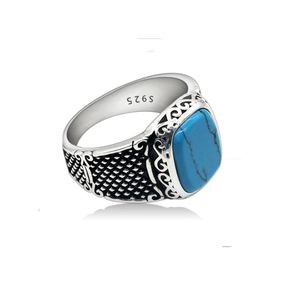 STERLING SILVER RECTANGULAR TURQUOISE RING